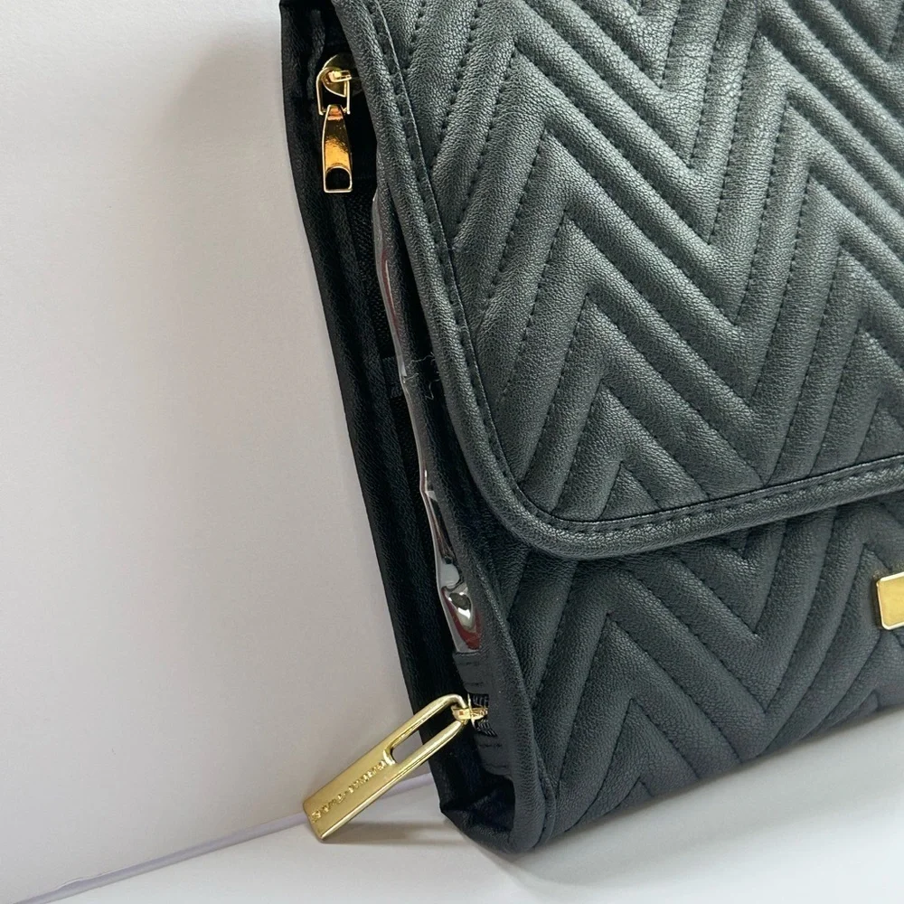 Tartan + Twine Black Quilted Cosmetic Bag
